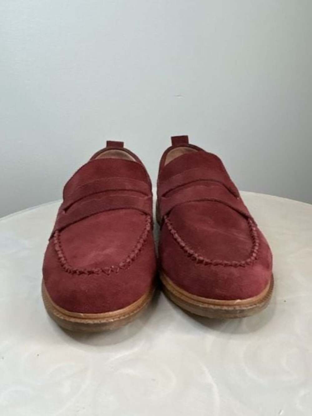 Kelsi Dagger Brooklyn Maroon Suede Penny Loafers Size 7.5 - Picture 7 of 9